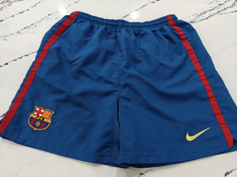 Vintage Y2K Nike Dri-Fit FC Barcelona Shorts Youth Medium Soccer Futbol Football